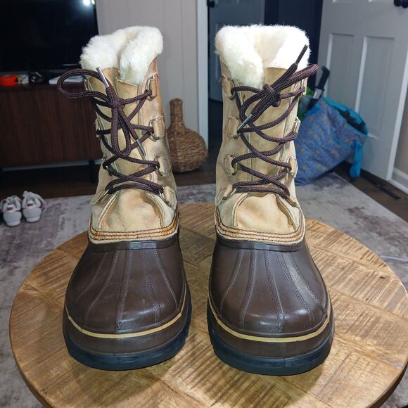 EDDIE BAUER SOREL Weather Resistant Boots-Men’s Sherpa Lining Size 14 Brown Tan - Picture 5 of 8